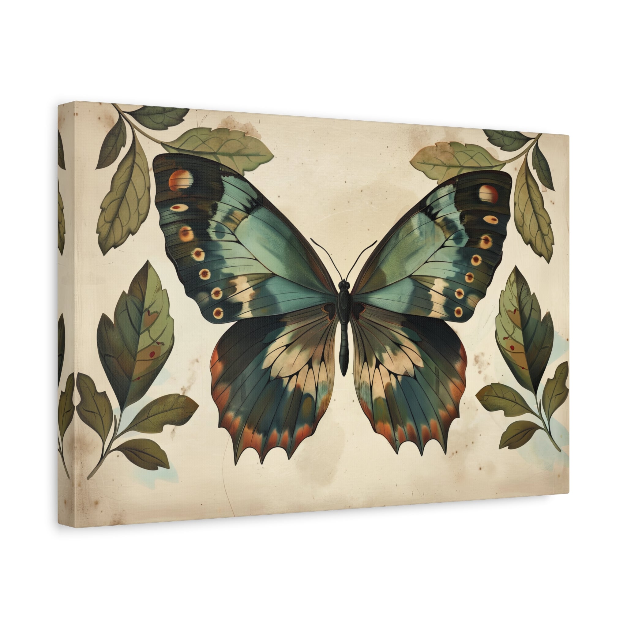 1.25" Matte Canvas - Vintage Iridescent Butterfly Bloom