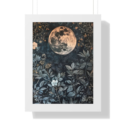 Framed Paper Print - Midnight Moonlit Garden