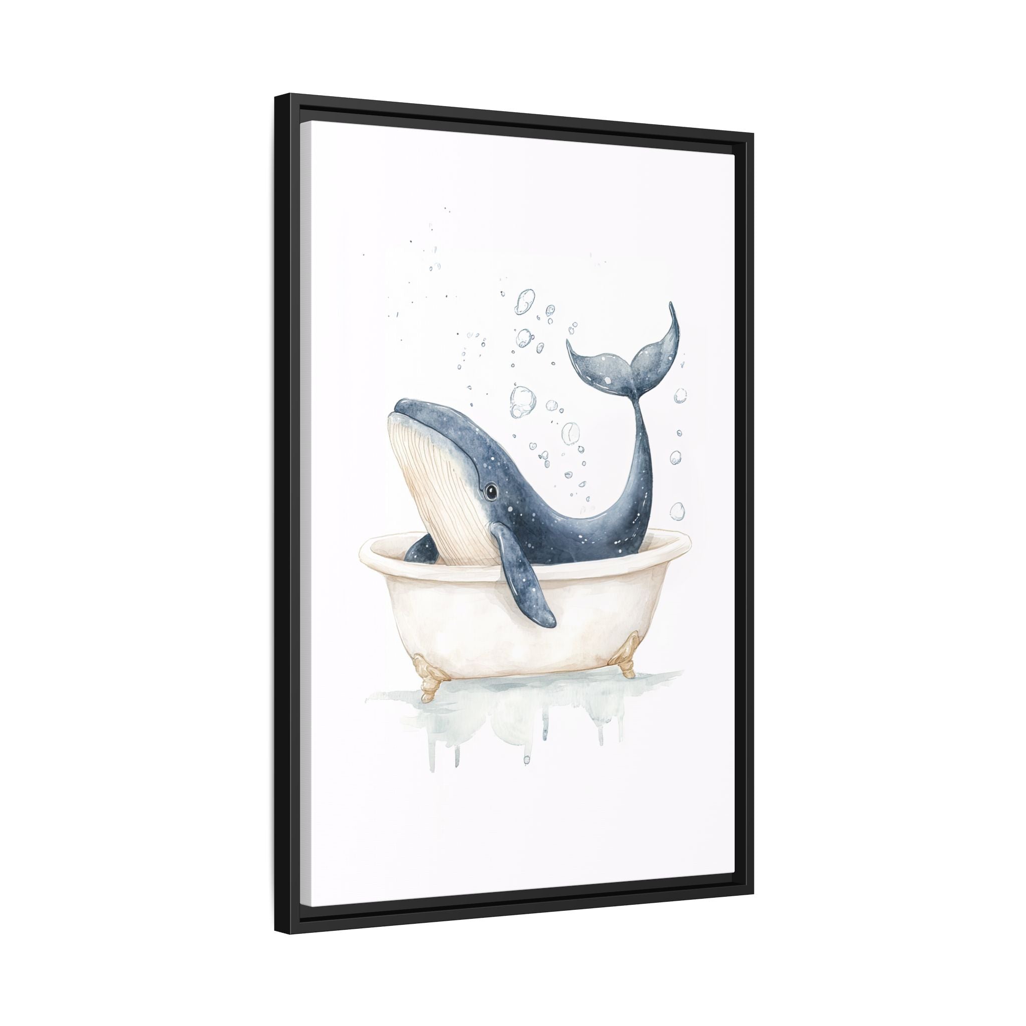 Framed Canvas - Whale Tub Bubble Splash