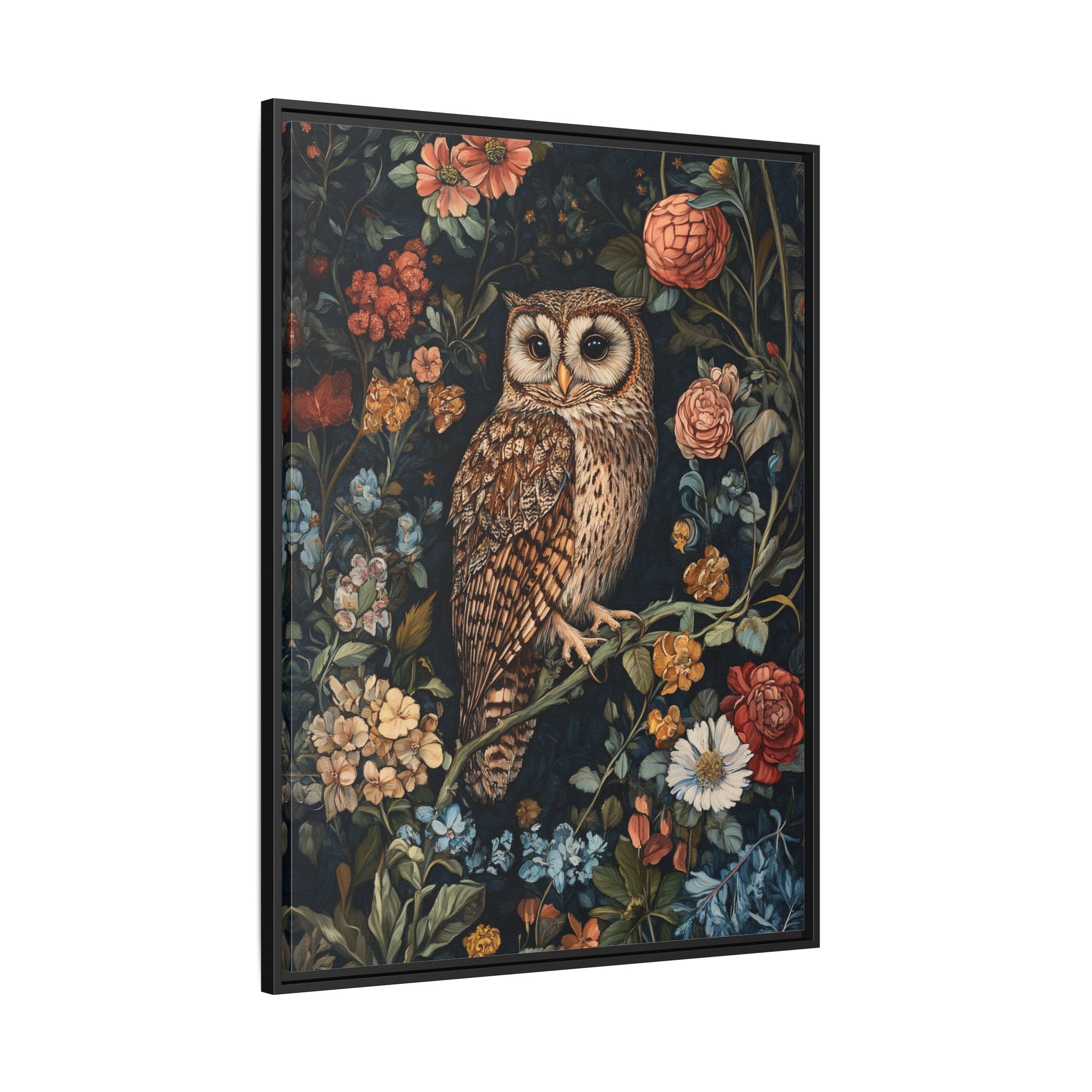 Framed Canvas - Guardian of the Floral Night