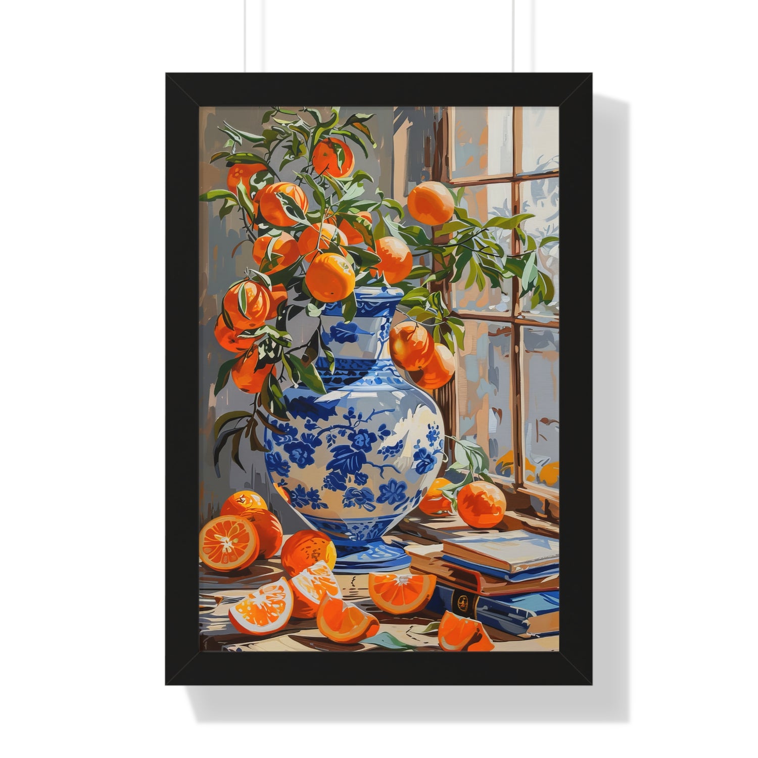 Framed Paper Print - Sunlit Citrus &amp; Porcelain