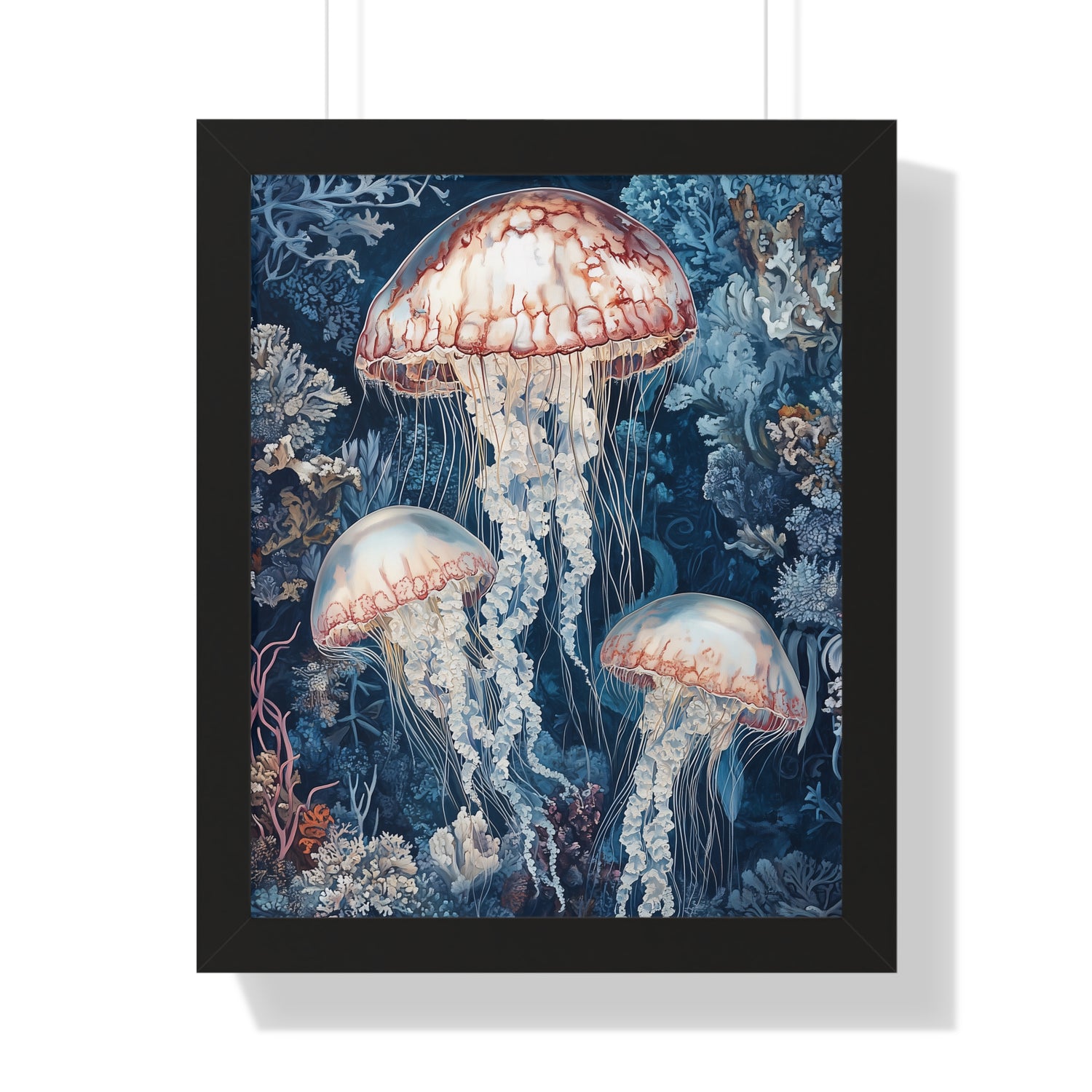 Framed Paper Print - Ethereal Ocean Jellyfish