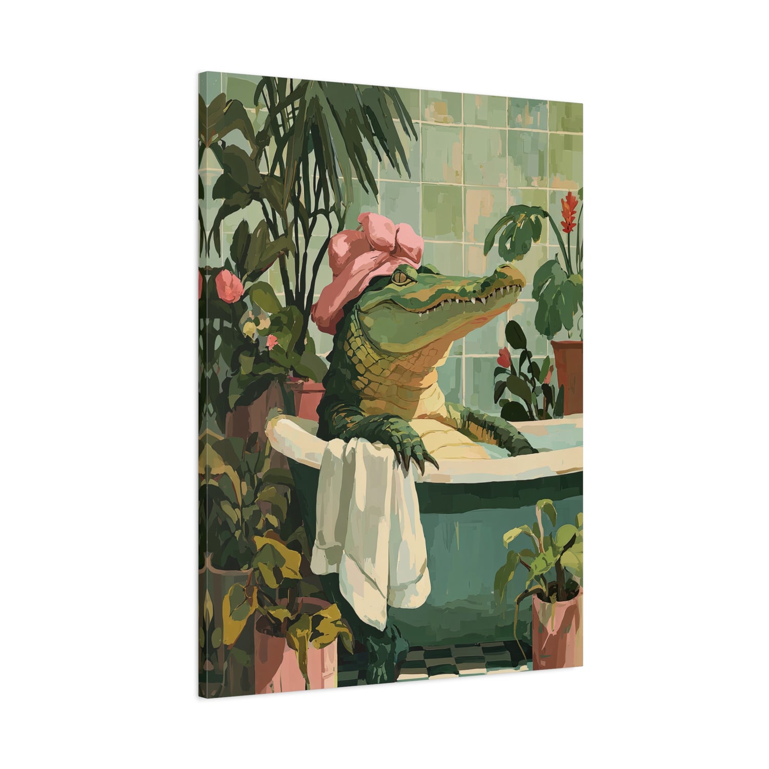 1.25" Matte Canvas - Bathtub Alligator Spa Day
