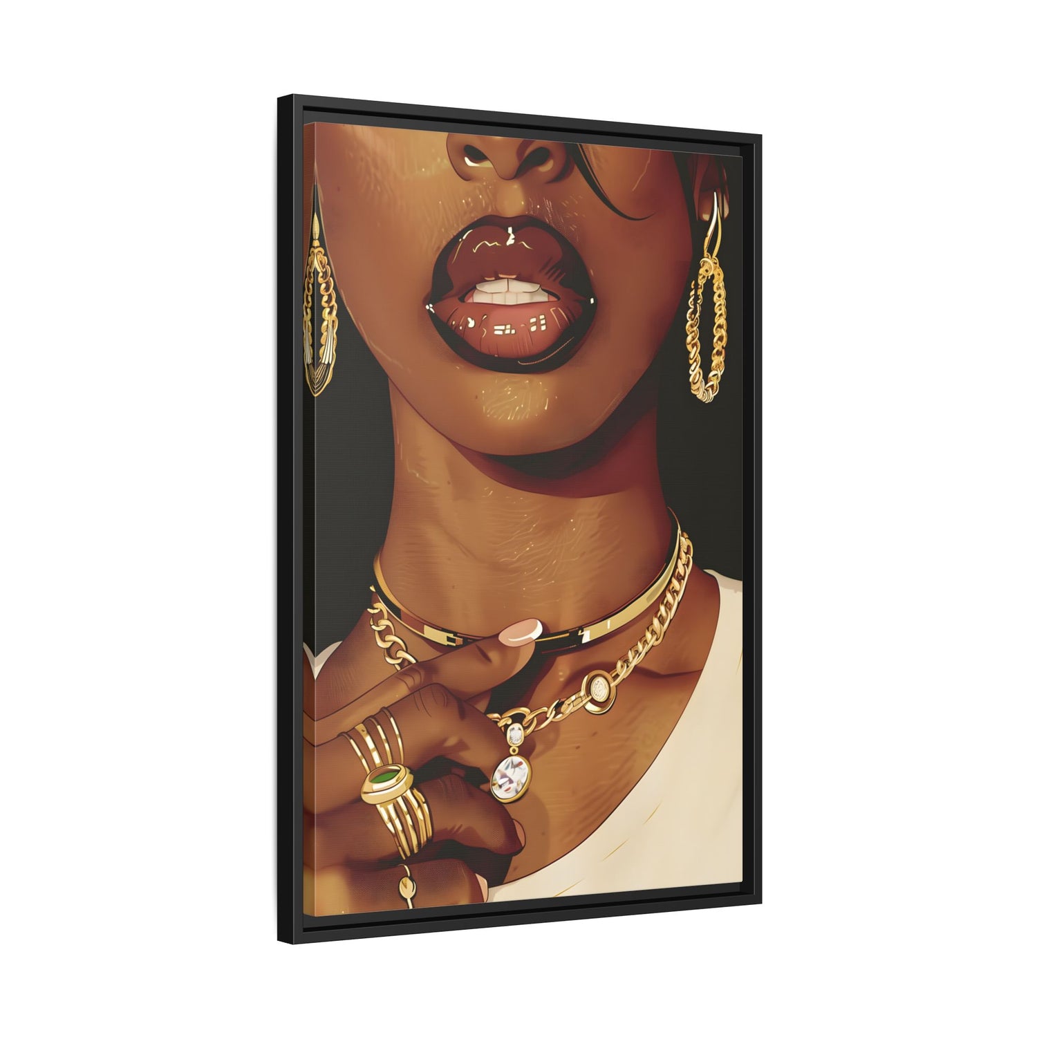 Framed Canvas - Golden Luxe Confidence Portrait