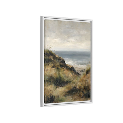 Framed Canvas - Misty Coastal Seascape