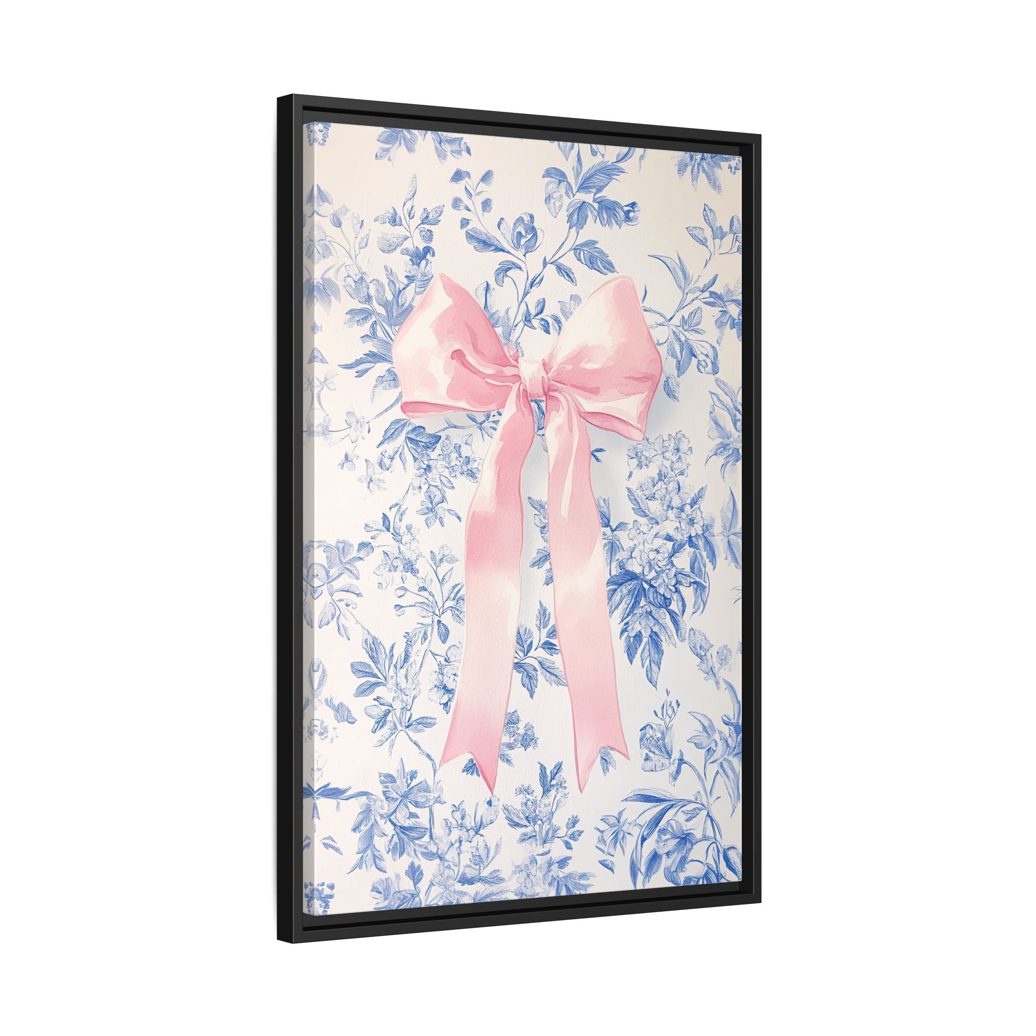 Framed Canvas - Pink Bow Floralscape