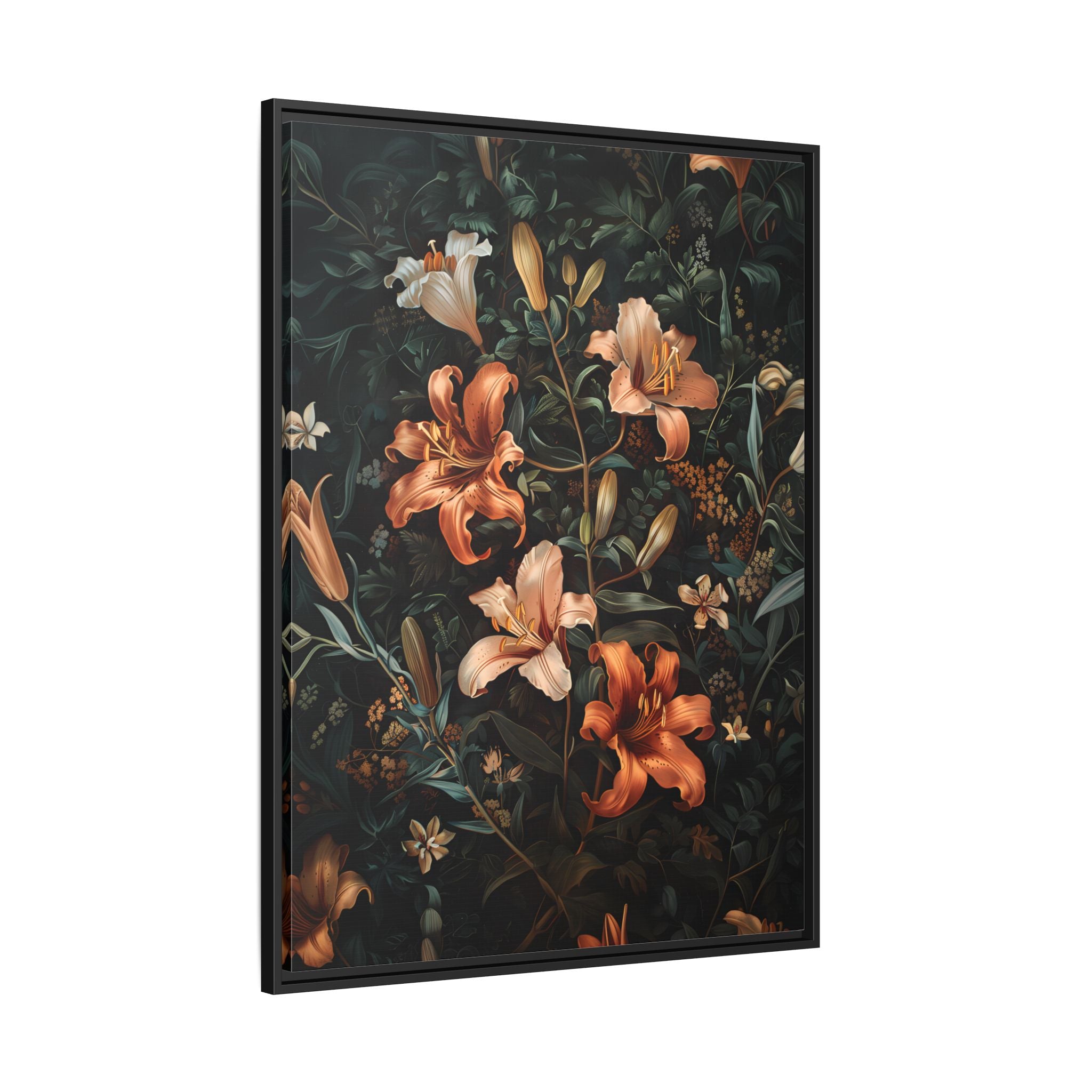 Framed Canvas - Elegant Blooming Lilies