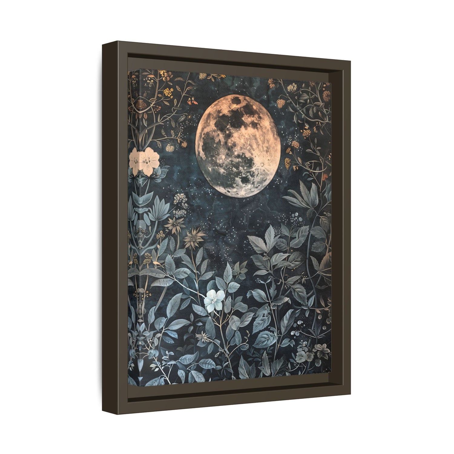 Framed Canvas - Midnight Moonlit Garden