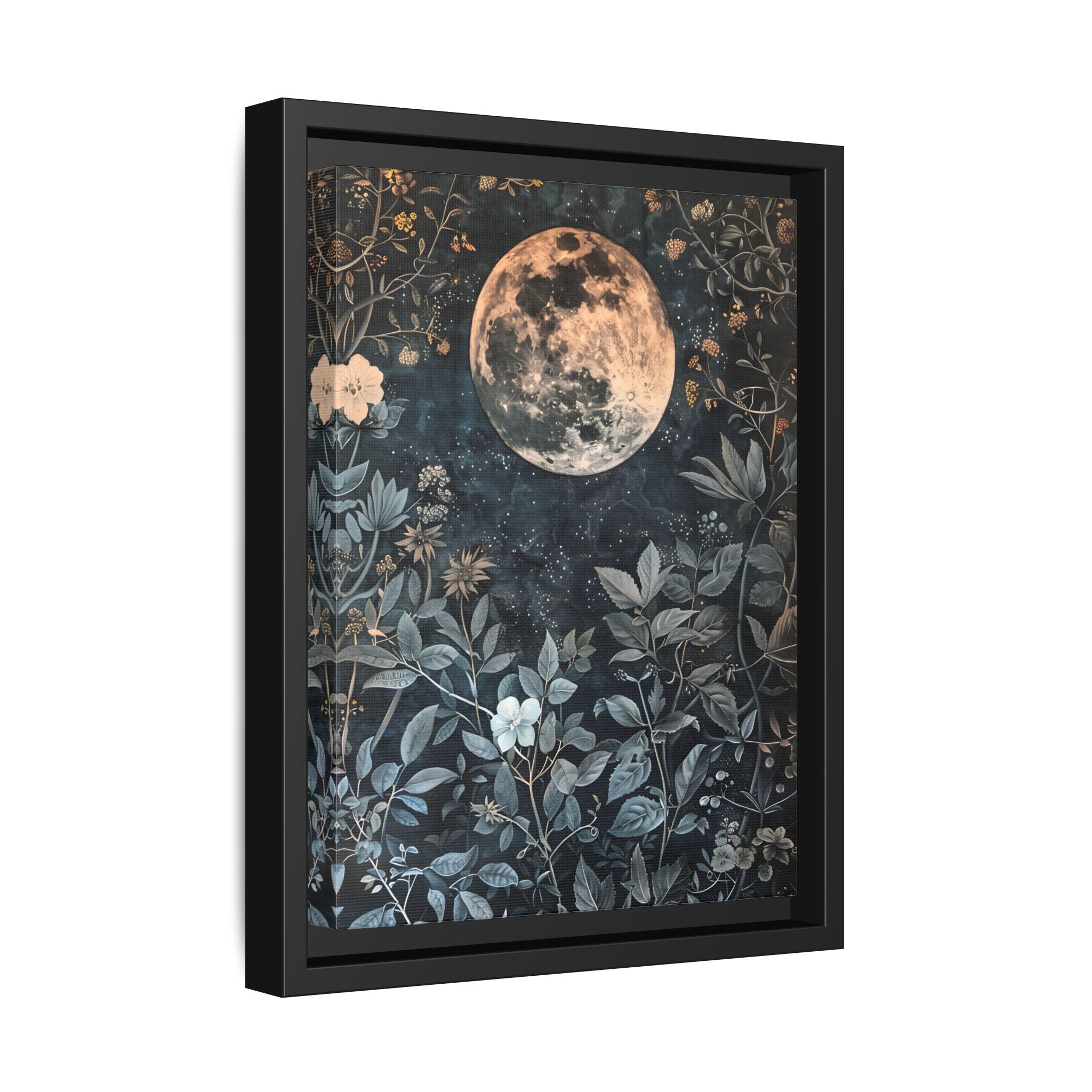 Framed Canvas - Midnight Moonlit Garden