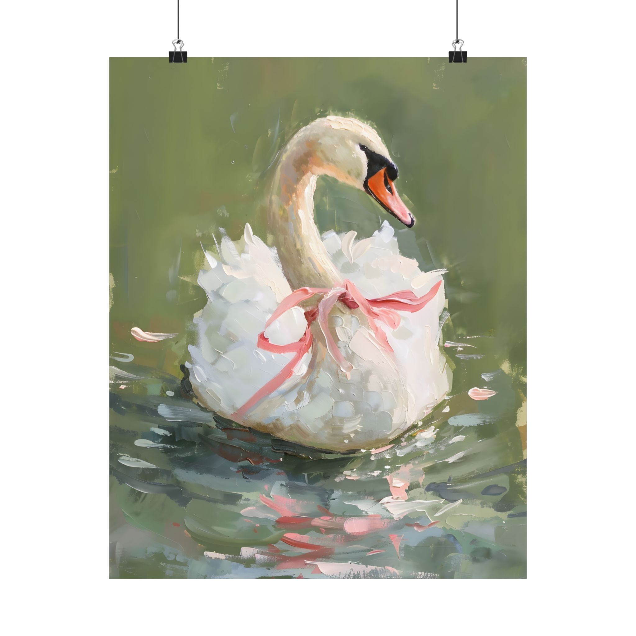 Ballet Swan in Pink Bow