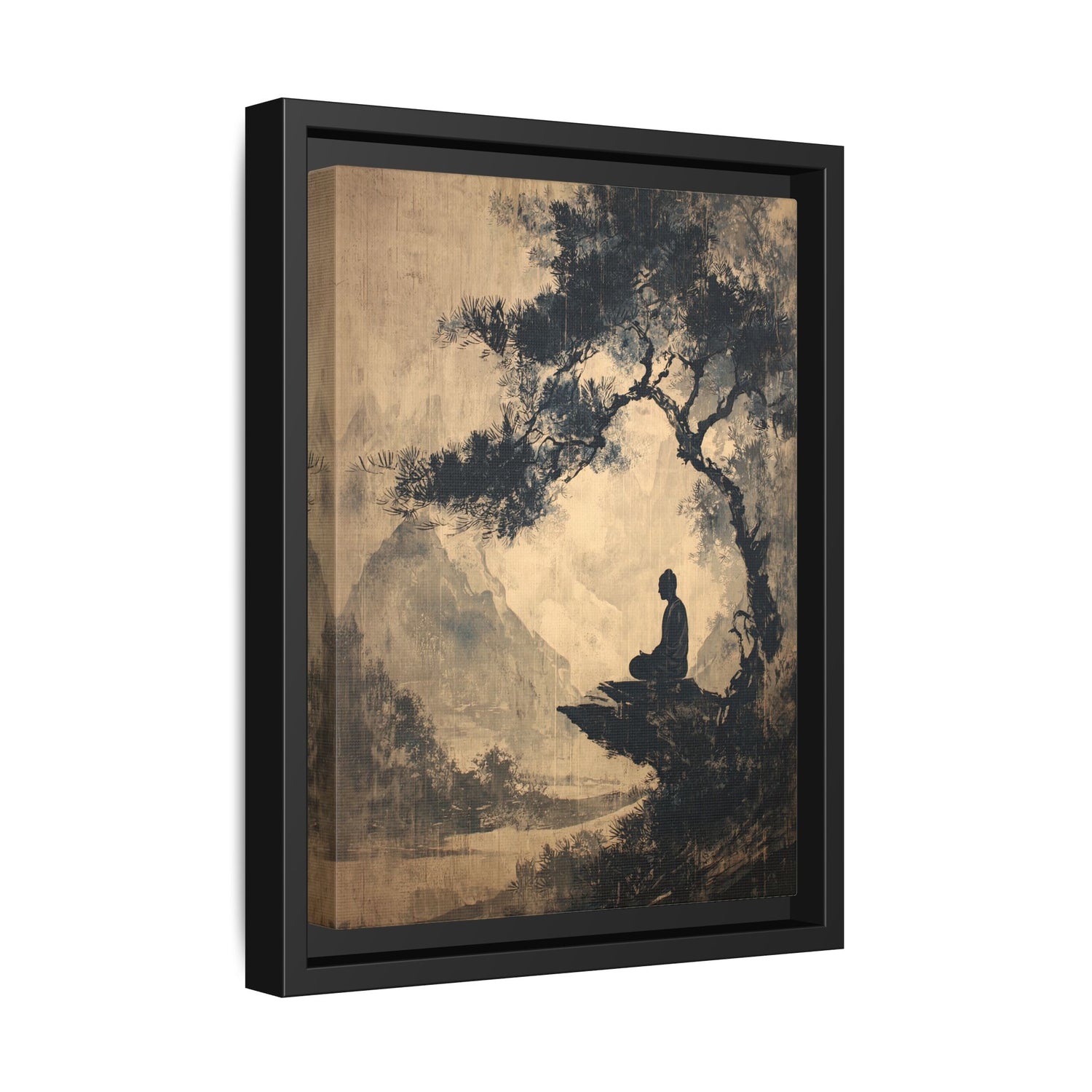 Framed Canvas - Mountain Tree Zen Silence