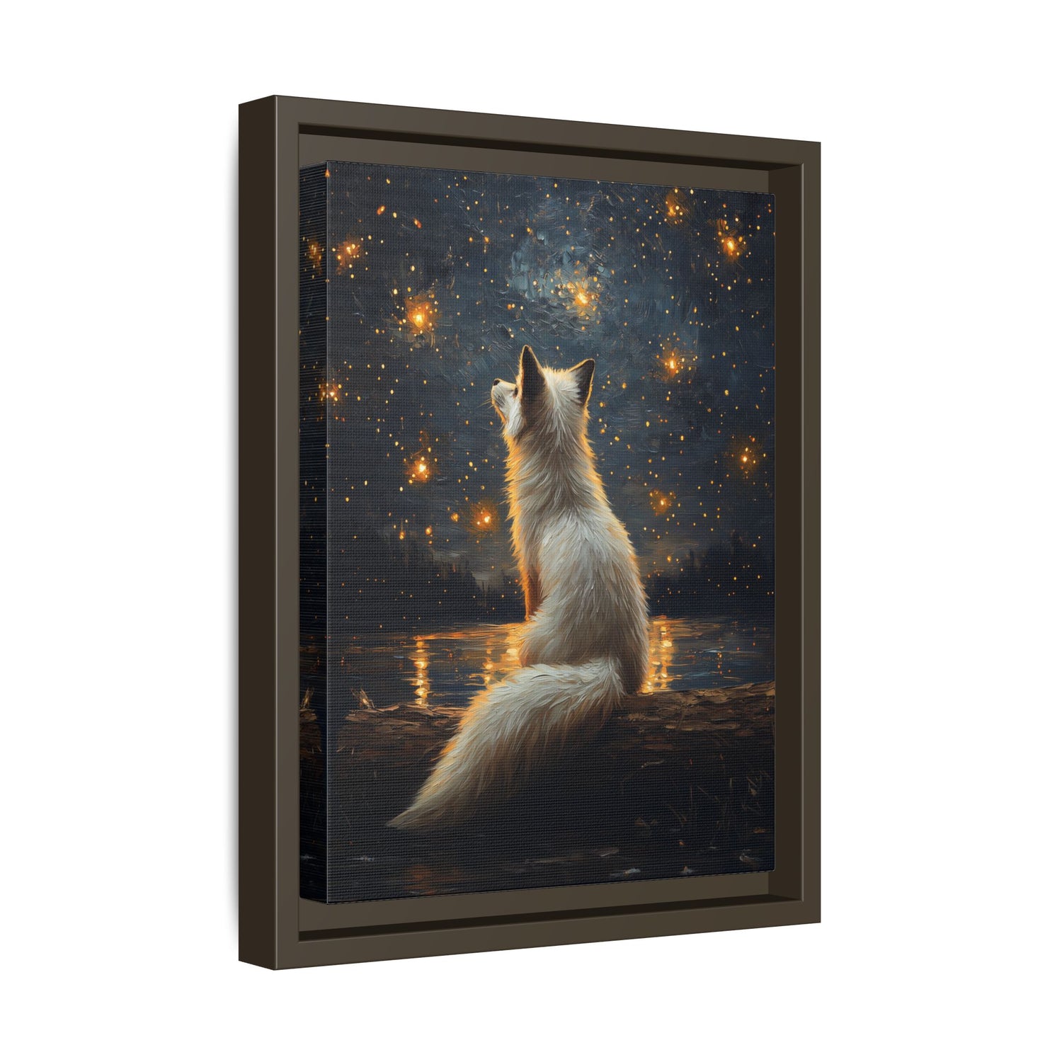 Framed Canvas - Stargazing Fox Reverie