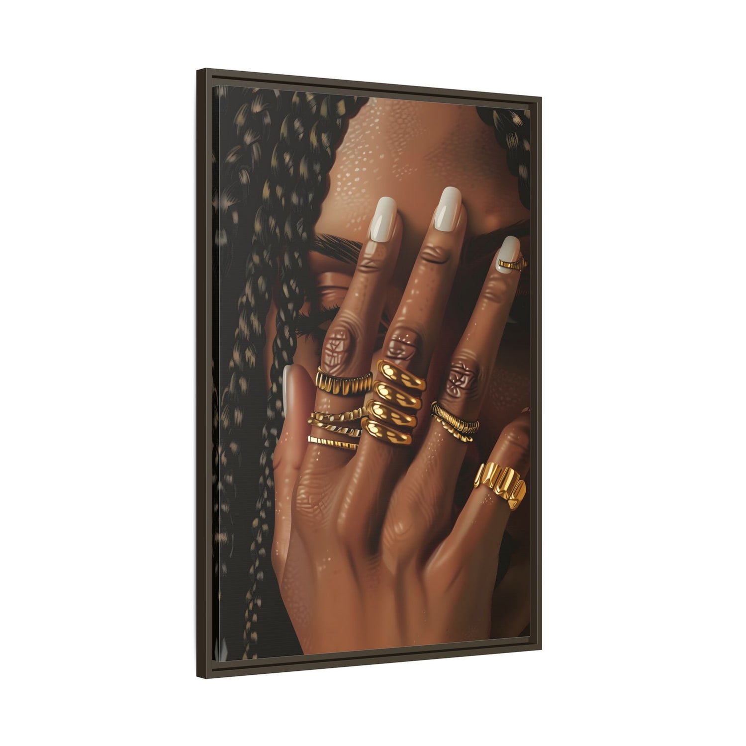 Framed Canvas - Braided Golden Ring Beauty