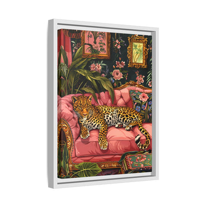 Framed Canvas - Leopard Lounge in Bloom