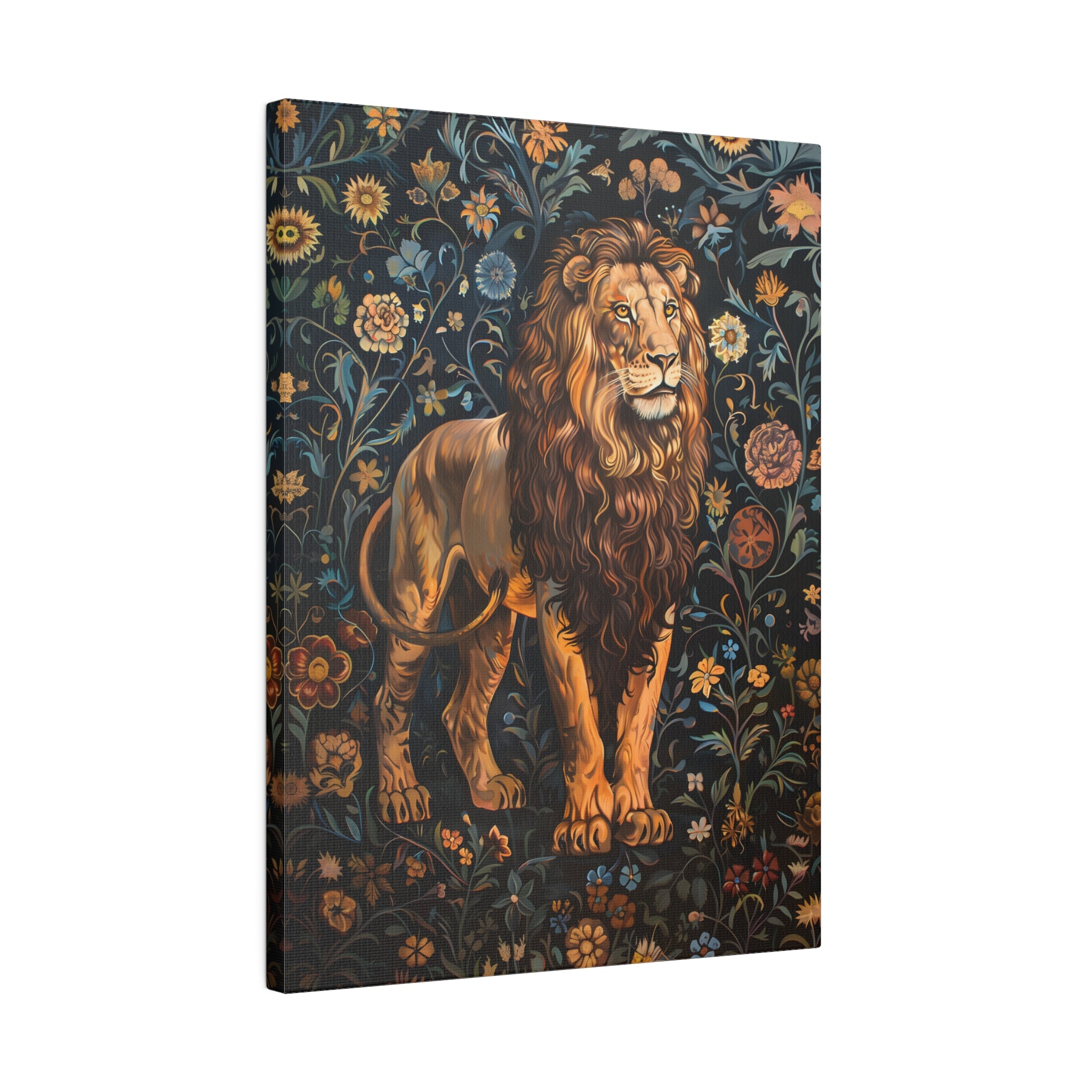 .75&quot; Matte Canvas - Majestic Floral Lion