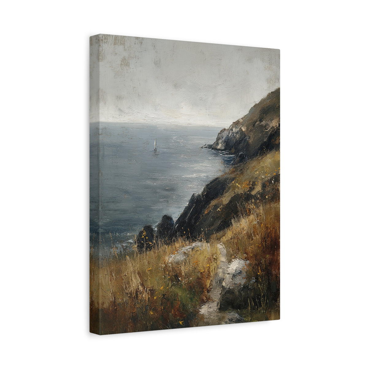 1.25" Matte Canvas - Cliffside Sailboat Seascape