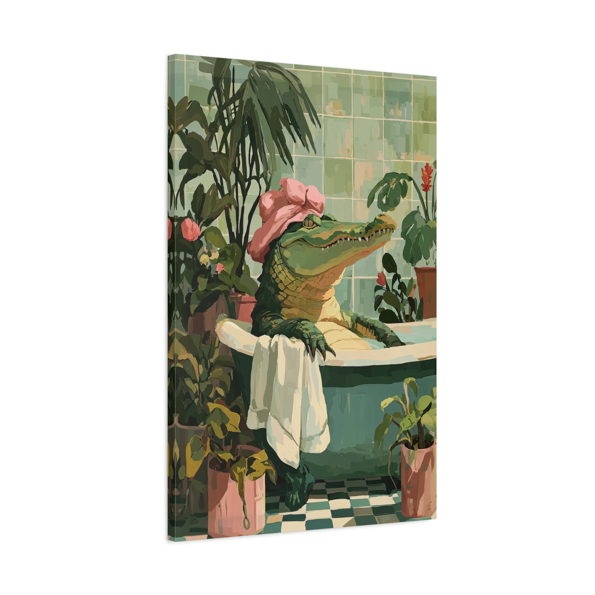 1.25" Matte Canvas - Bathtub Alligator Spa Day