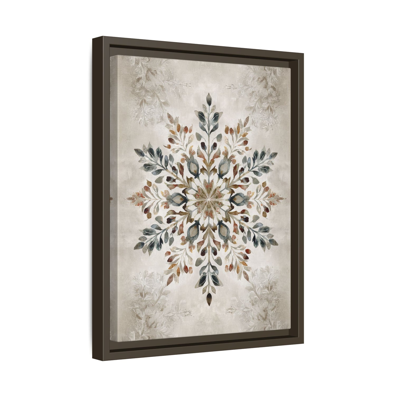 Framed Canvas - Nordic Botanical Snowflake