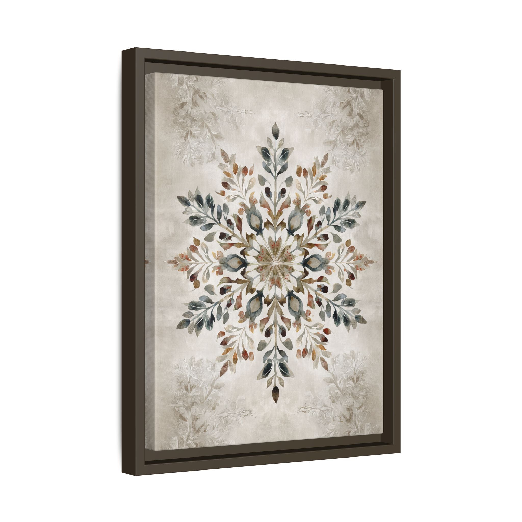 Framed Canvas - Nordic Botanical Snowflake