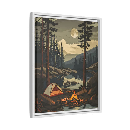 Framed Canvas - Moonlit Campfire Escape