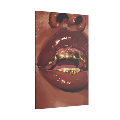 .75&quot; Matte Canvas - Gold Grills Glam Closeup