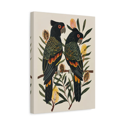 1.25" Matte Canvas - Black Cockatoos Among Banksia