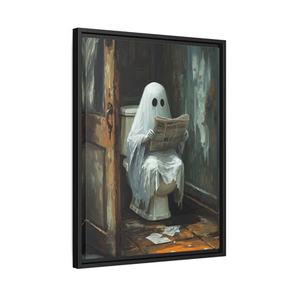 Framed Canvas - Ghostly Bathroom Break