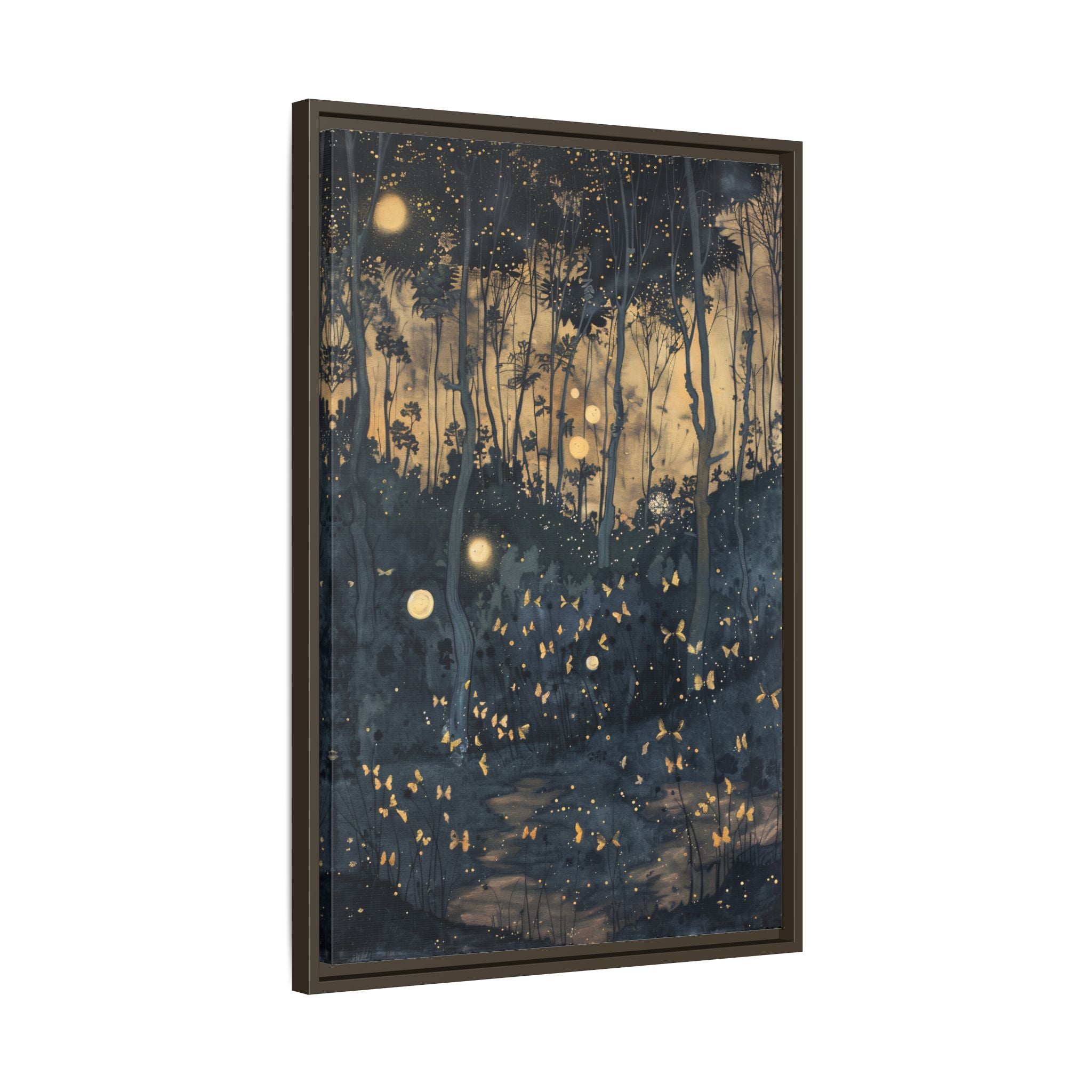 Framed Canvas - Golden Firefly Nightscape