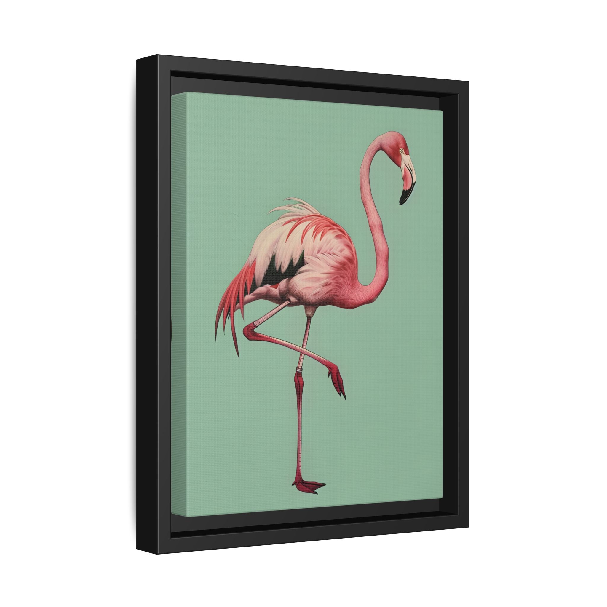 Framed Canvas - Pink Flamingo Tropical