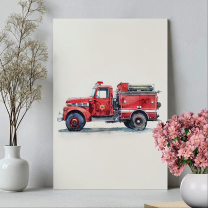 1.25" Matte Canvas - Vintage Firetruck Nursery