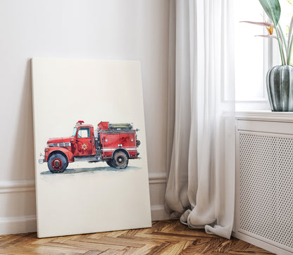 1.25" Matte Canvas - Vintage Firetruck Nursery