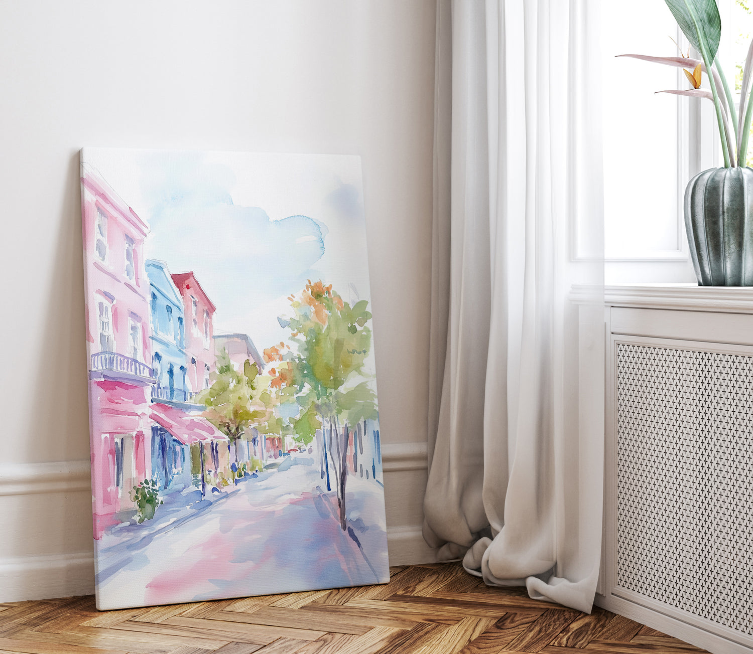 .75" Matte Canvas - Pastel Charleston Street Scene