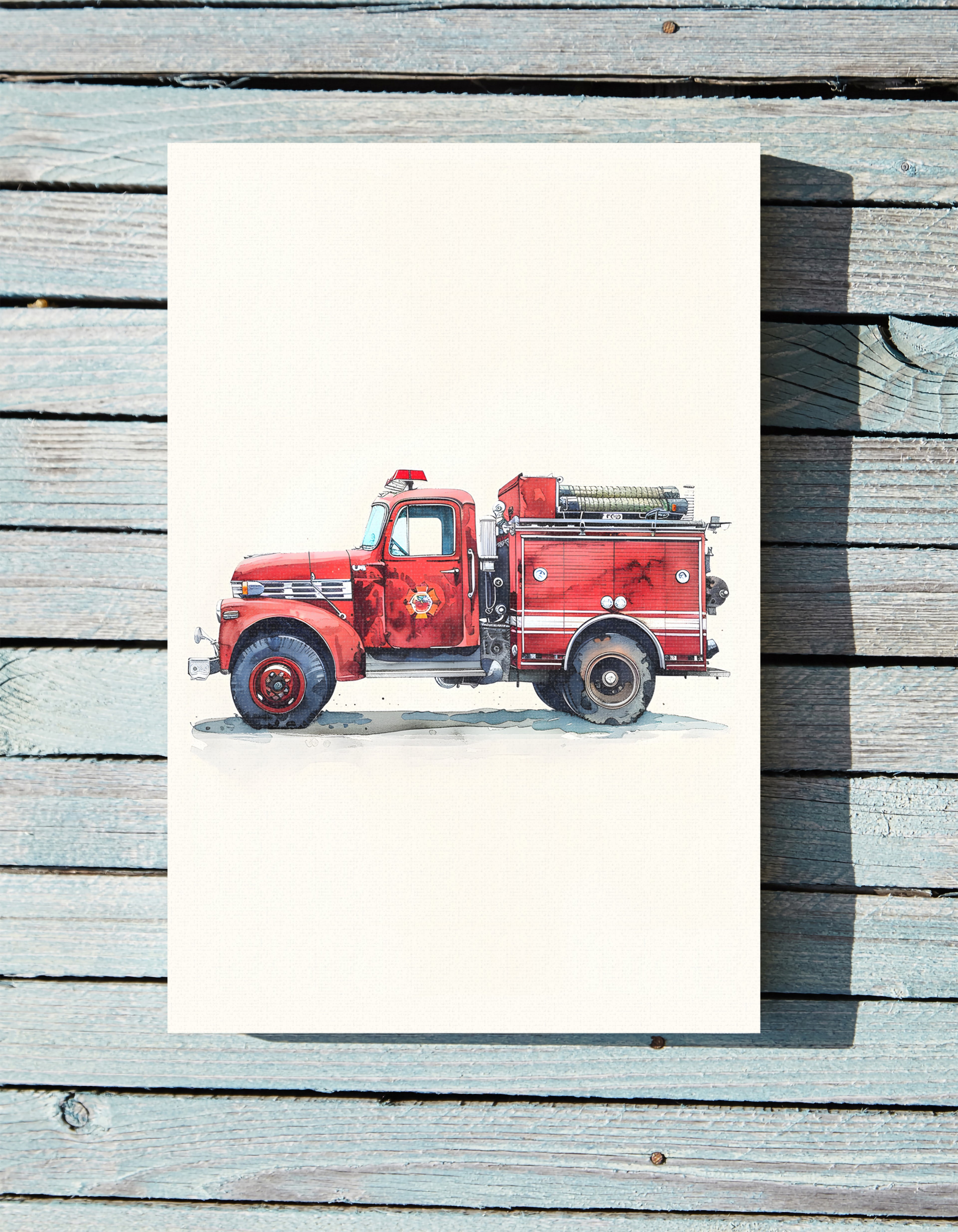1.25" Matte Canvas - Vintage Firetruck Nursery