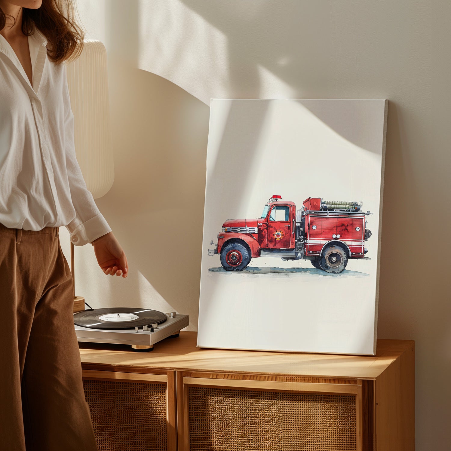 1.25" Matte Canvas - Vintage Firetruck Nursery