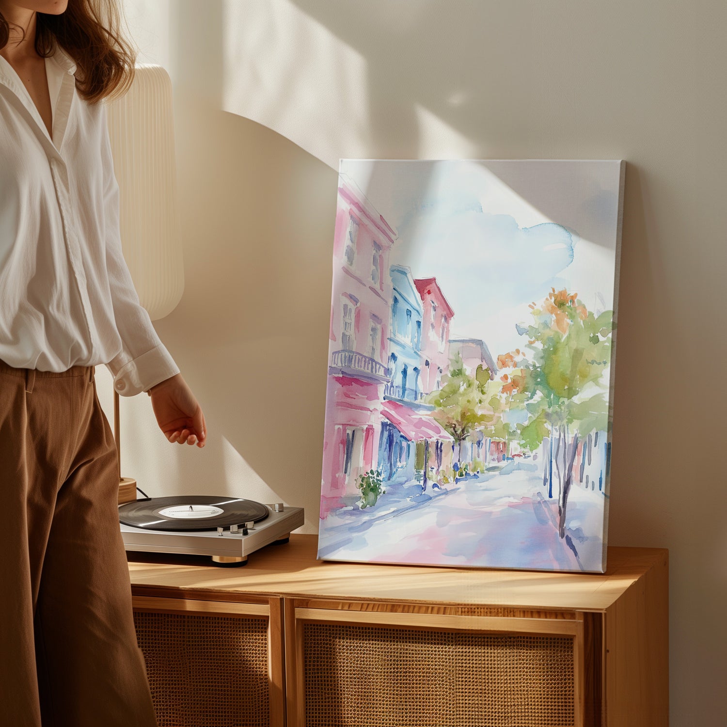 .75" Matte Canvas - Pastel Charleston Street Scene