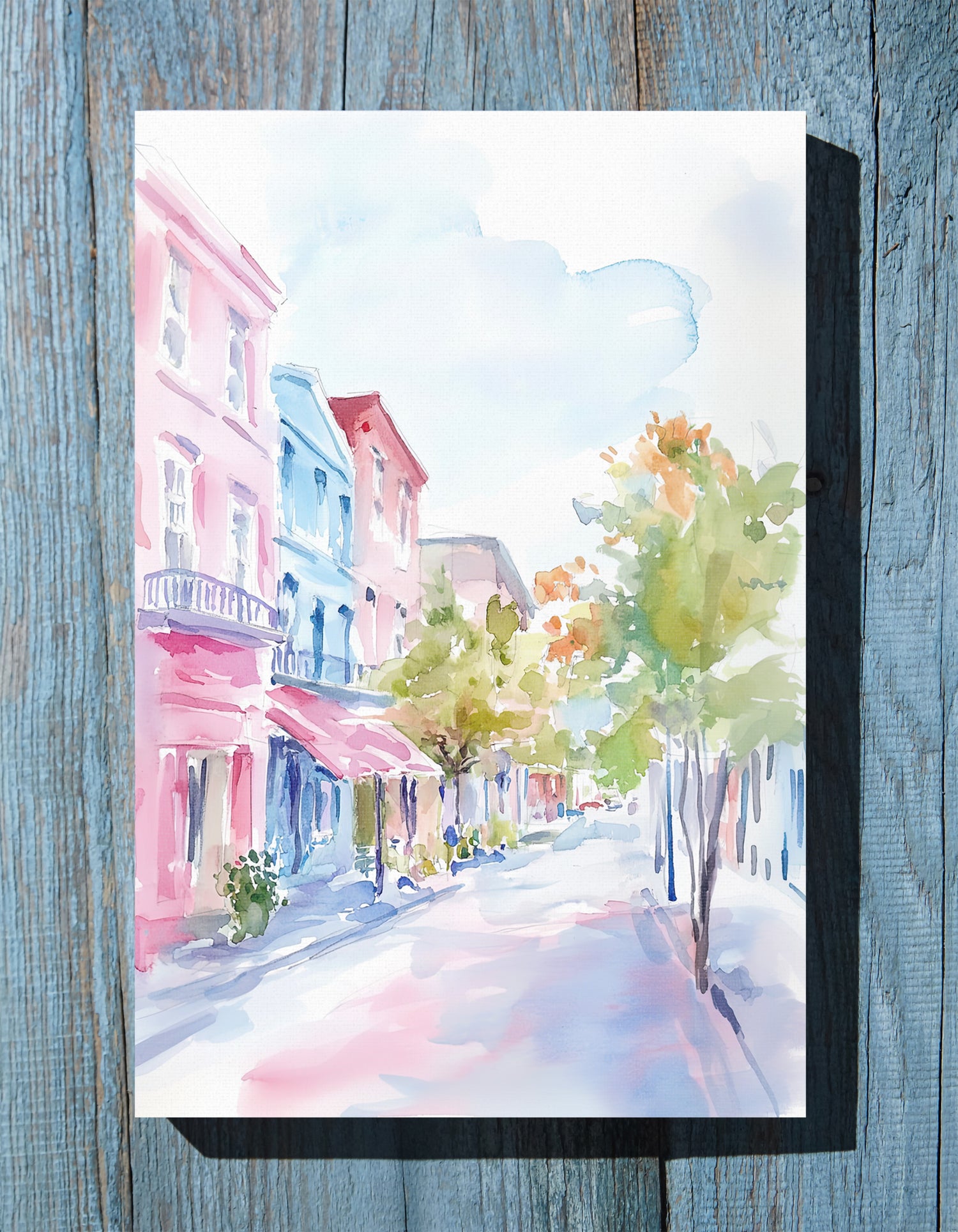 .75" Matte Canvas - Pastel Charleston Street Scene