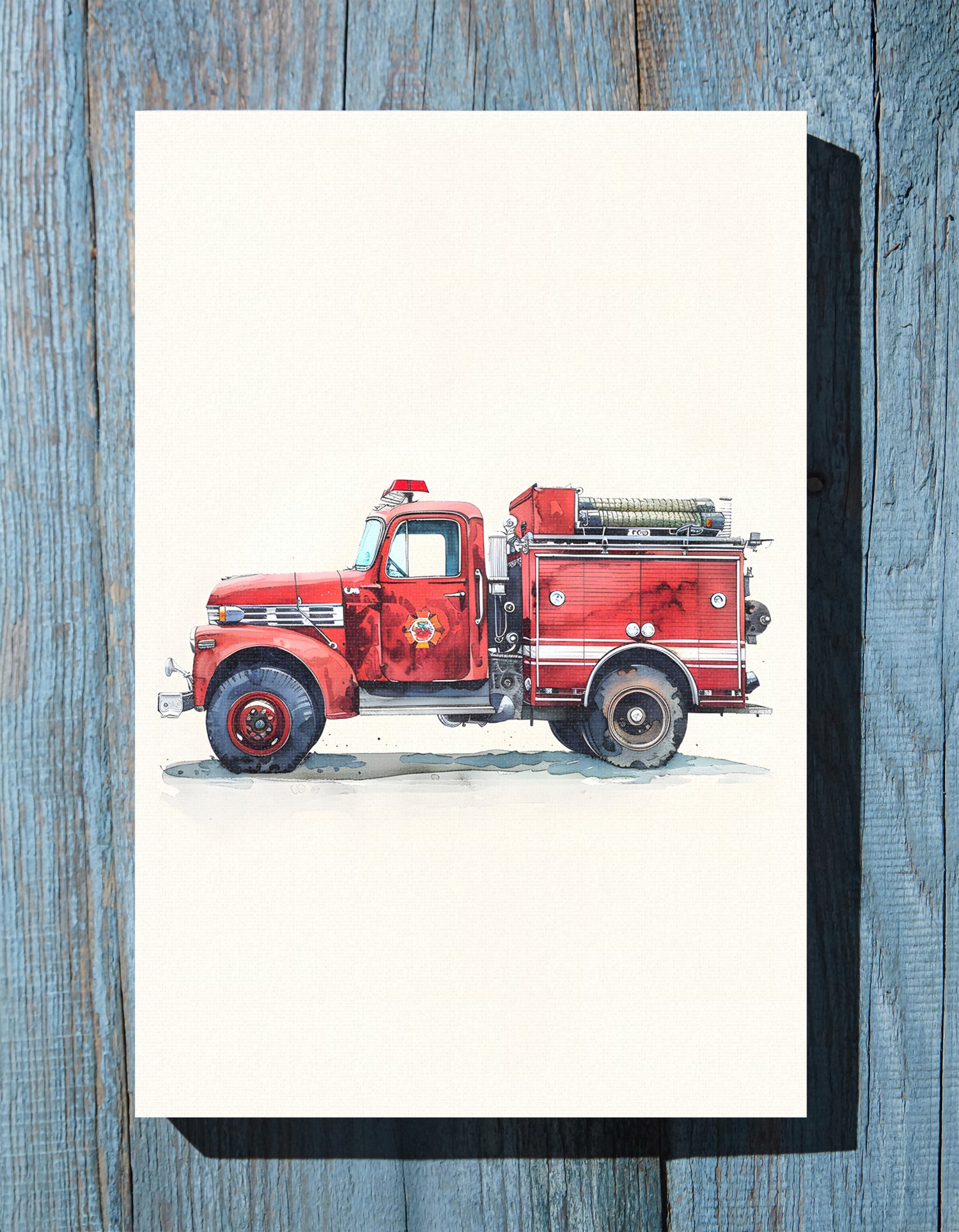 1.25" Matte Canvas - Vintage Firetruck Nursery