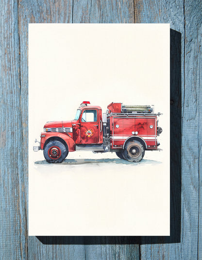 1.25" Matte Canvas - Vintage Firetruck Nursery