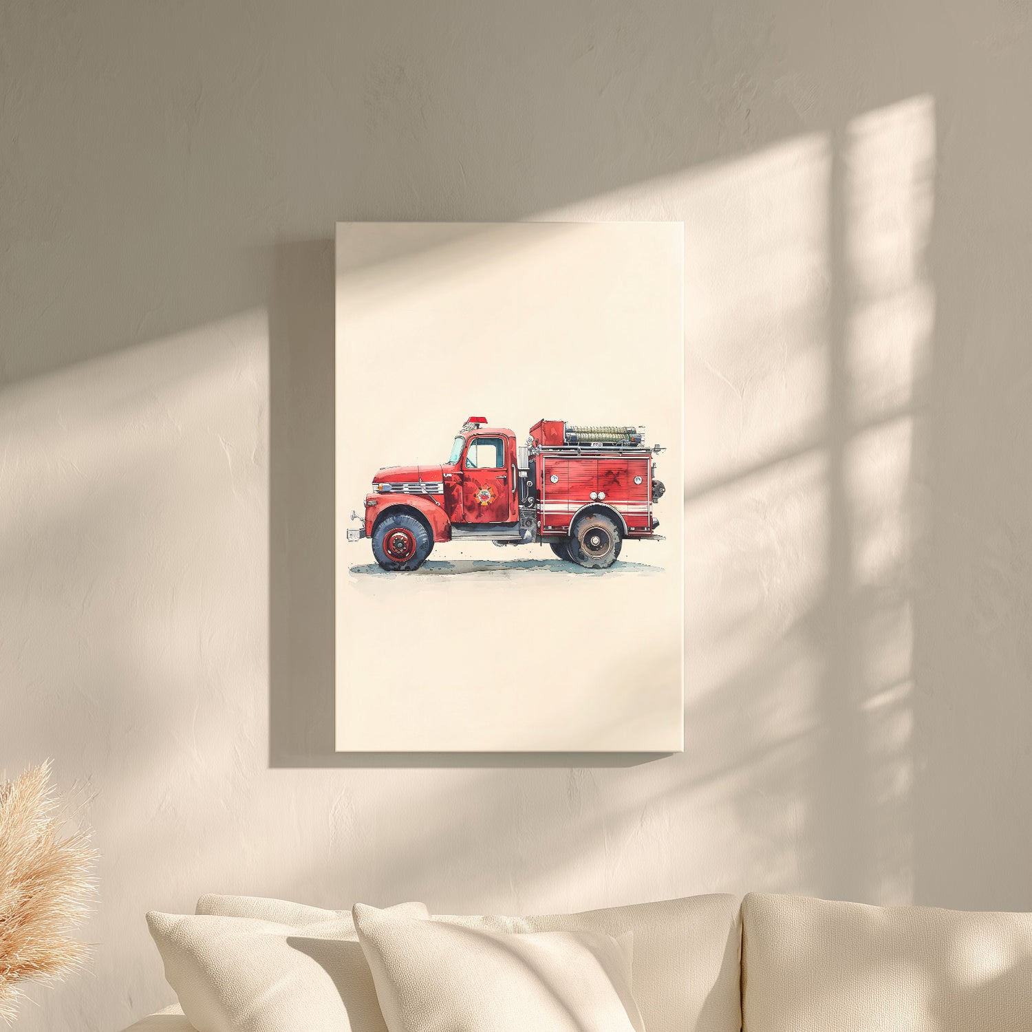 1.25" Matte Canvas - Vintage Firetruck Nursery