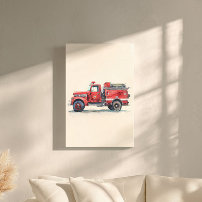 1.25" Matte Canvas - Vintage Firetruck Nursery