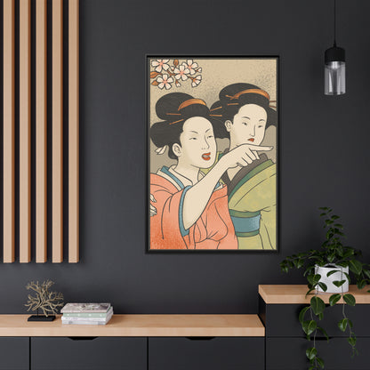 Framed Canvas - Japanese Woman Yells at Cat