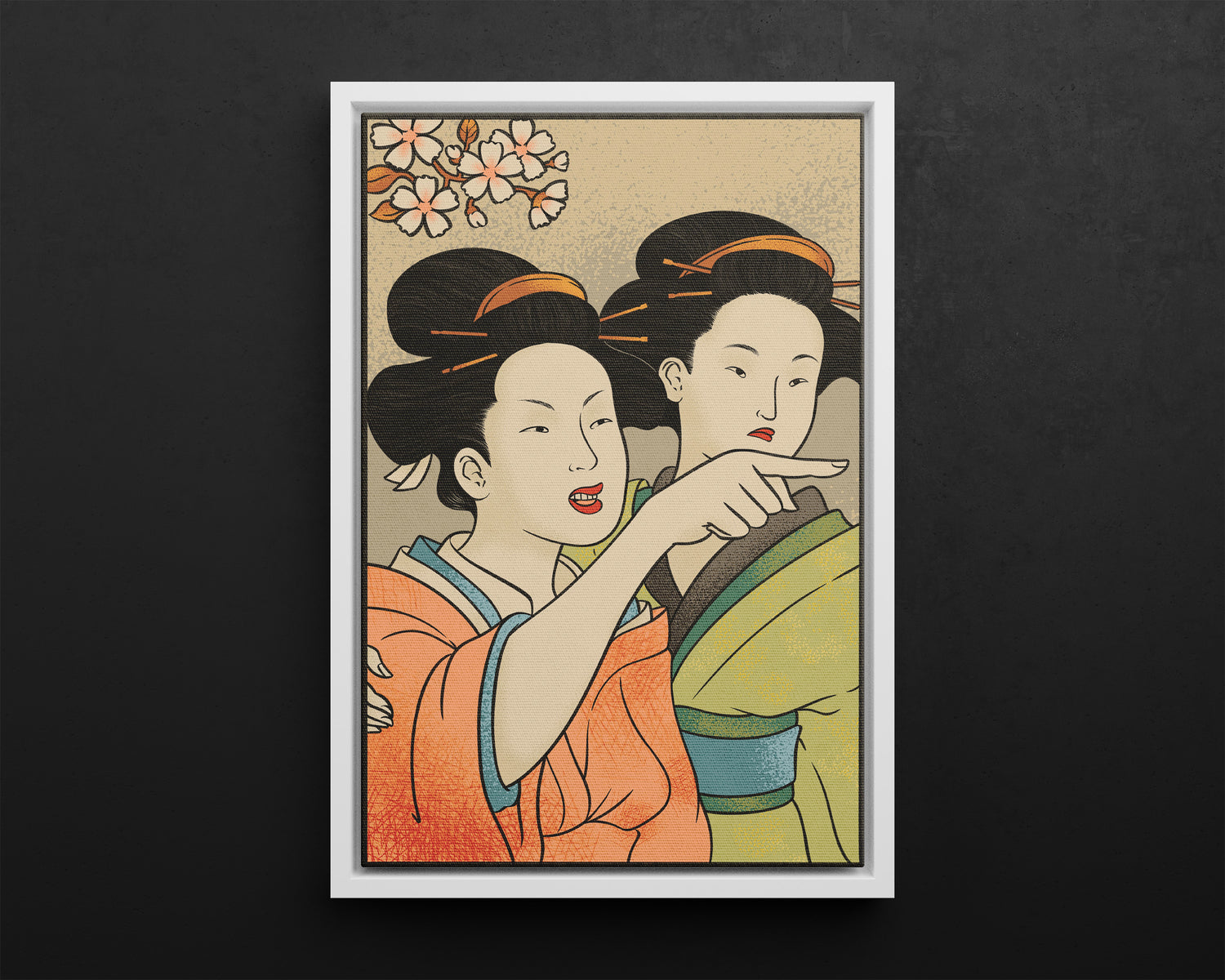 Framed Canvas - Japanese Woman Yells at Cat