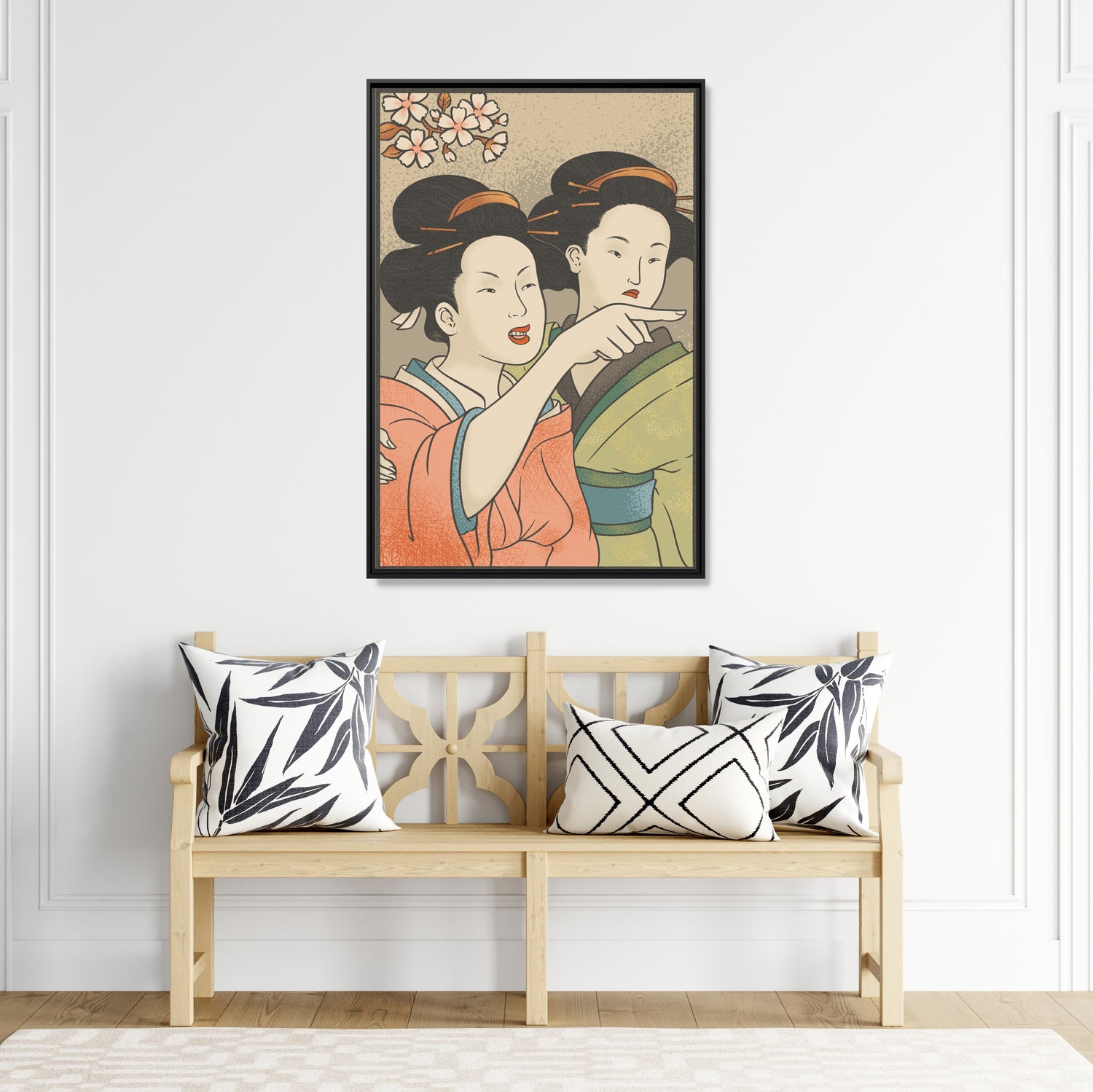 Framed Canvas - Japanese Woman Yells at Cat