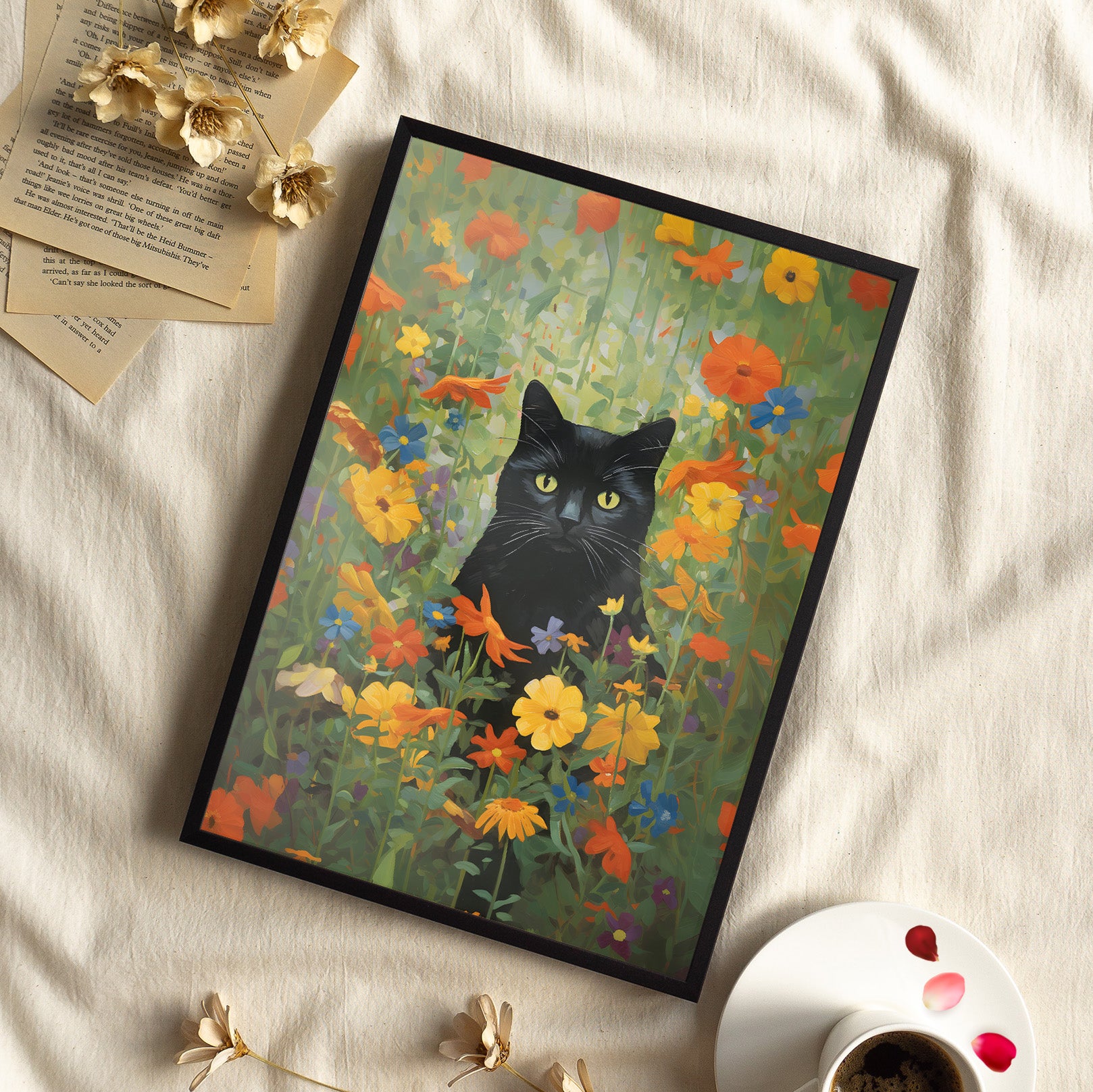 Framed Paper Print - Midnight Whiskers in Bloom