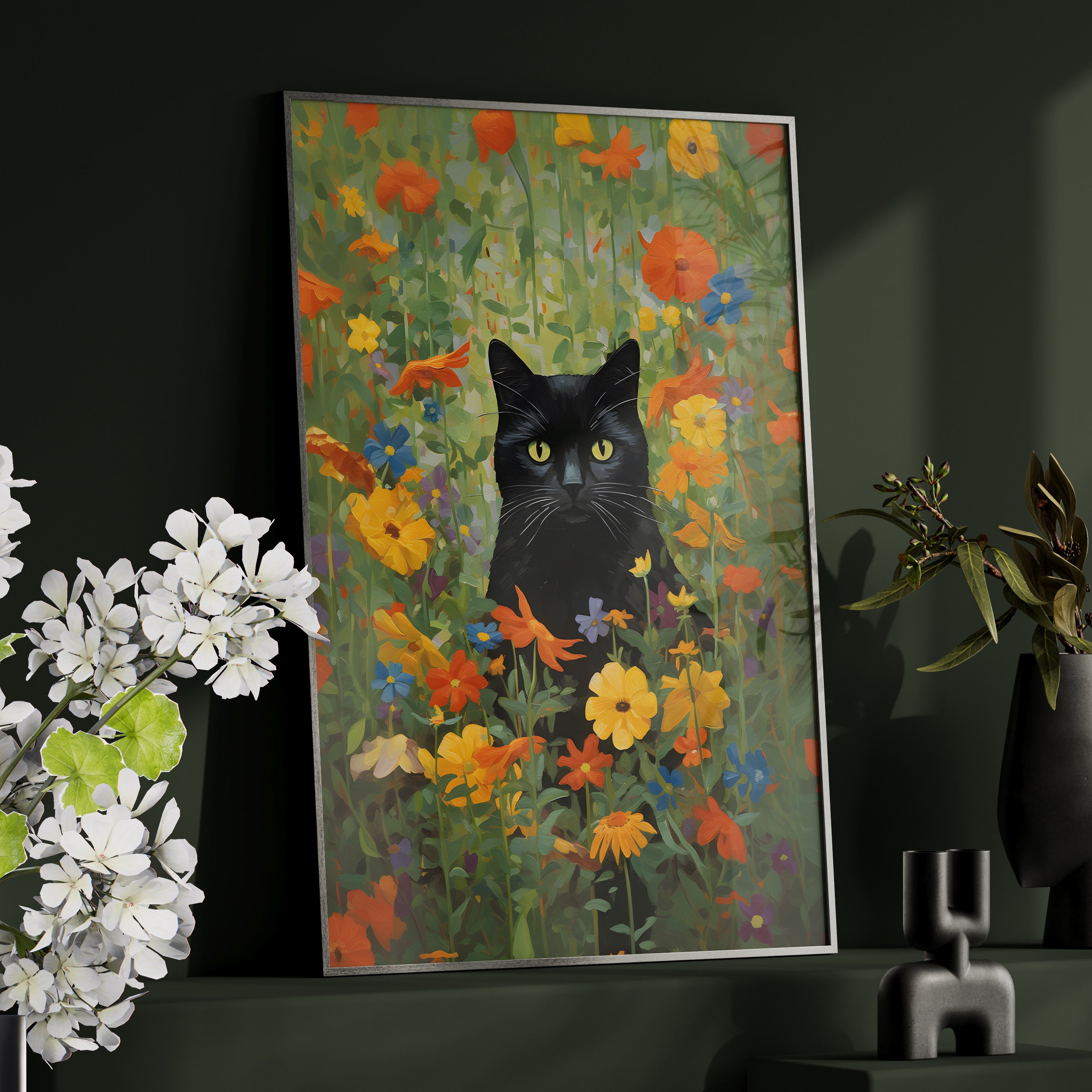 Framed Paper Print - Midnight Whiskers in Bloom