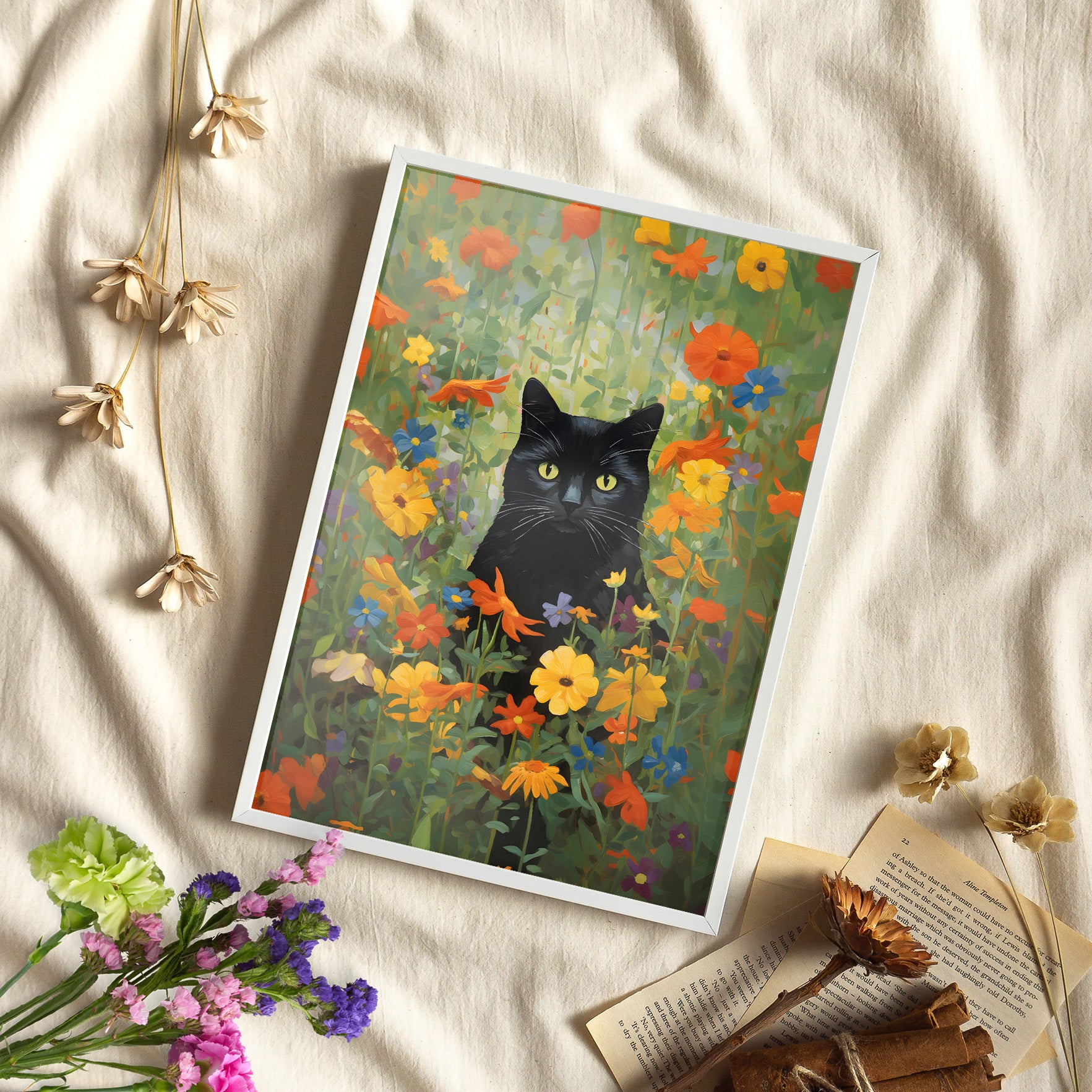 Framed Paper Print - Midnight Whiskers in Bloom