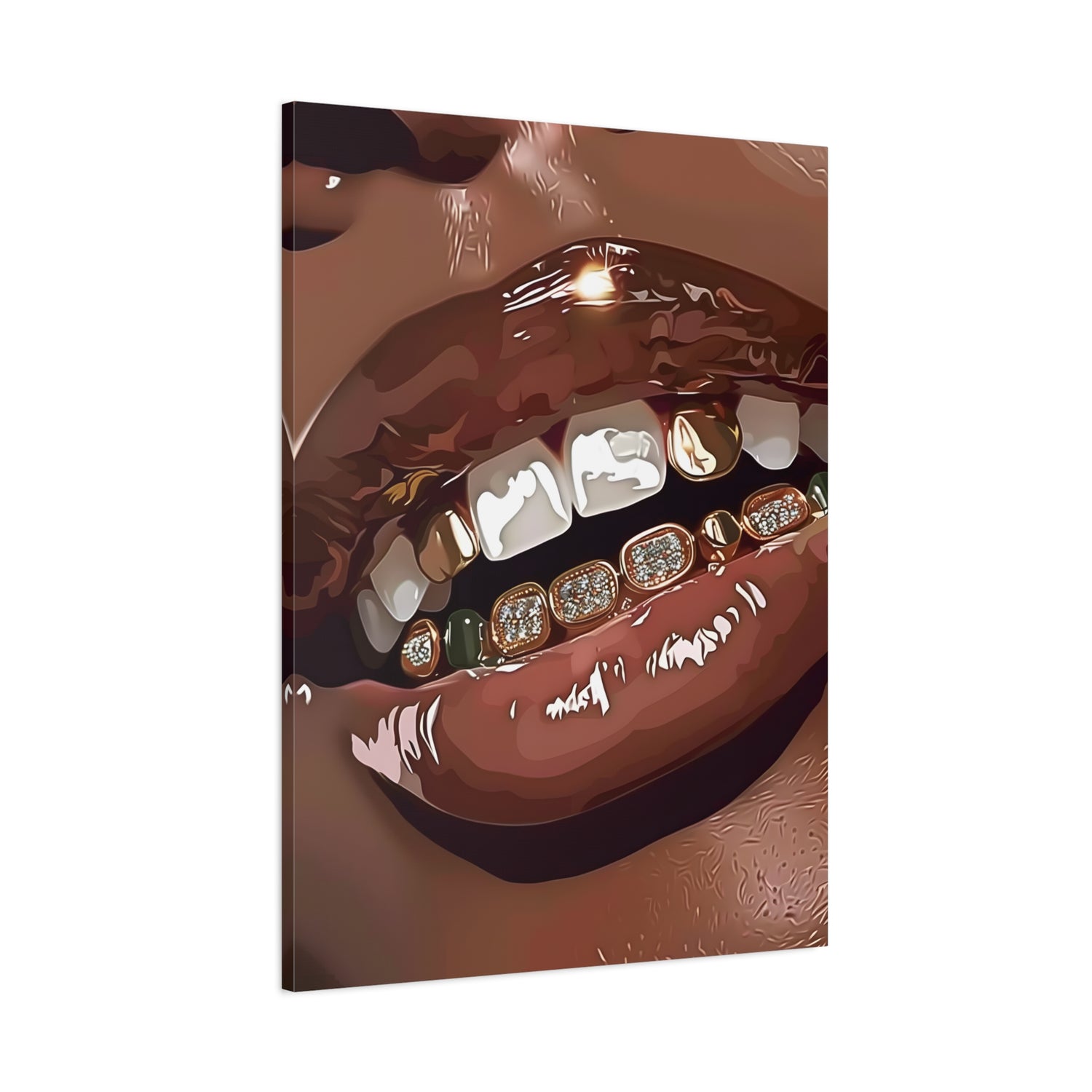 1.25" Matte Canvas - Golden Grill Smile