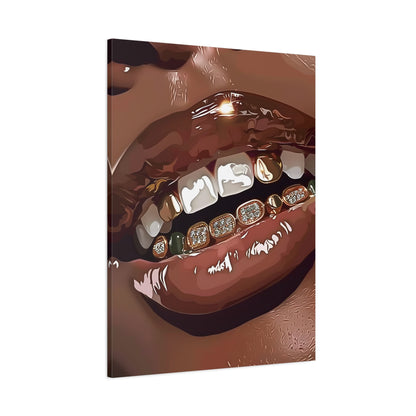 1.25" Matte Canvas - Golden Grill Smile