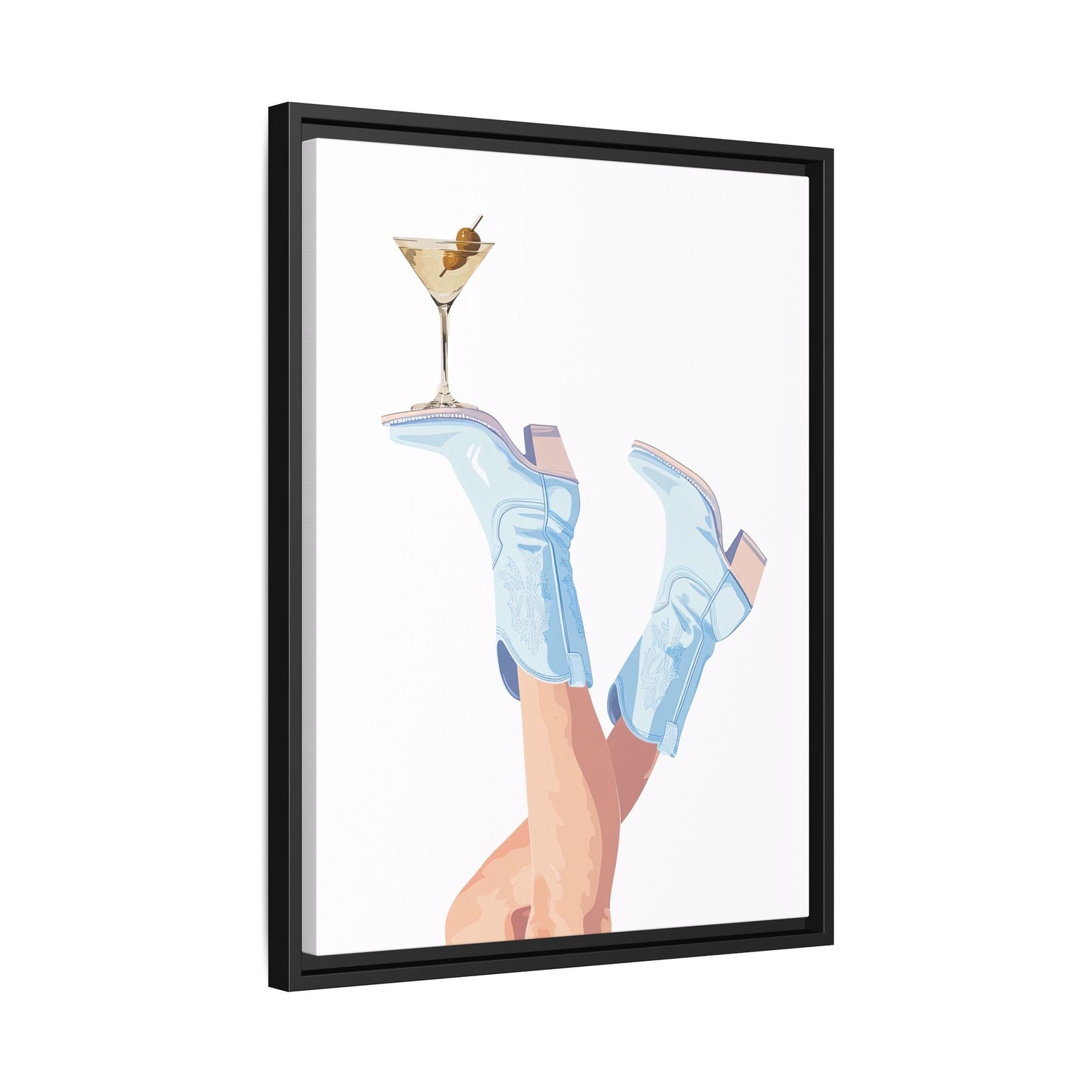 Framed Canvas - Boots Up, Cheers Babe