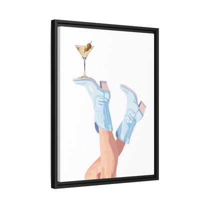 Framed Canvas - Boots Up, Cheers Babe